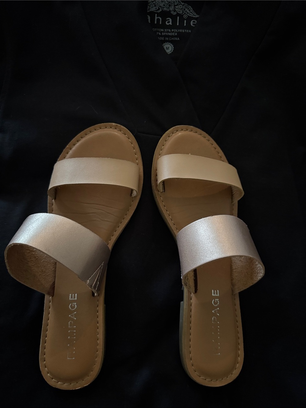 Rampage Champagne Double-Strap Slide Sandals